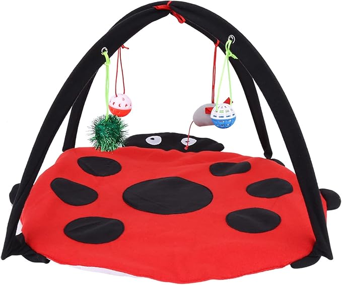 Foldable Cat Activity Play Mat Tent Multi Function Pet Bed with Hanging Toy Balls Cat Activity Center with Hanging Toy Balls Pet Bed with Hanging Toy Balls