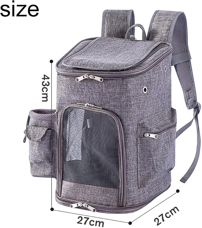 Cat &Dog Carrier Backpack, Pet Carrier with Sun Shade & Full Front Opening, Breathable Mesh Backpack for Small Dogs & Medium Cats Up to 18 Lbs, for Traveling, Hiking, Camping (Grey)