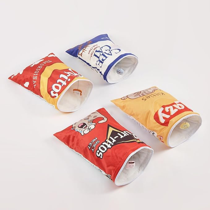Cat Puppy Toy Sleeping Bag Cute Potato Chip Bag Design Hanging Snack Toy Crinkle Paper Pet Accessories