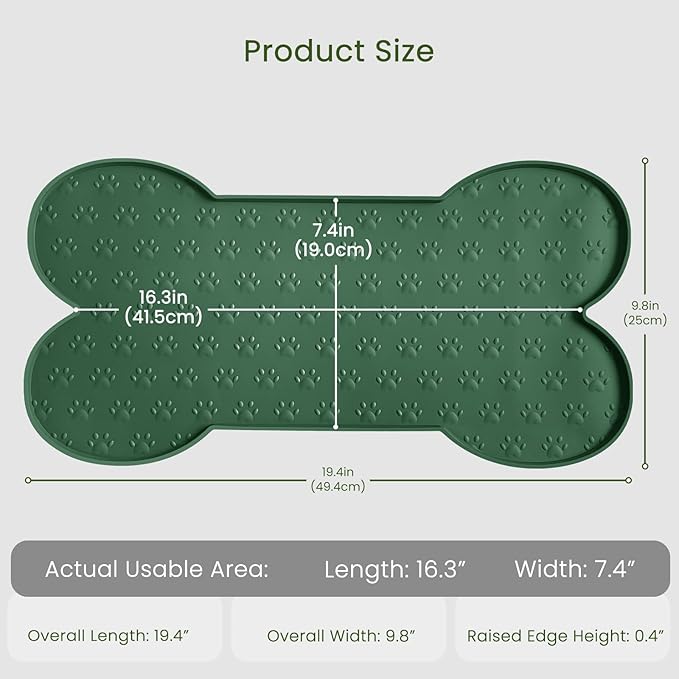 PWTAA Dog Food Mat Anti-Slip Silicone Dog Bowl Mat Thicker Pet Placemat Waterproof Cat Feeder Pad with Raised Edge Puppy Kitten Feeding Mats Suitable Small Medium-Sized Dogs Cats Eating Tray