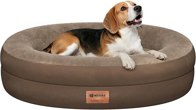 Orthopedic Dog Bed for Medium Dogs, Waterproof Dog Bed with Removable Bolsters, Egg Crate Foam Pet Couch for Medium Size Dog with Machine Washable Cover & Non-Slip Bottom, Coffee