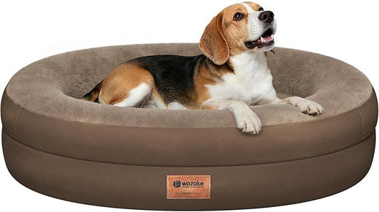 Orthopedic Dog Bed for Medium Dogs, Waterproof Dog Bed with Removable Bolsters, Egg Crate Foam Pet Couch for Medium Size Dog with Machine Washable Cover & Non-Slip Bottom, Coffee