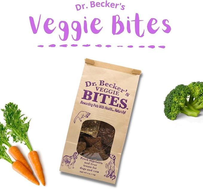 Dr. Becker's Veggie Bites | Made from Fresh Vegetables | Grain Free Liver Training Treats for Dogs & Cats, 4 oz
