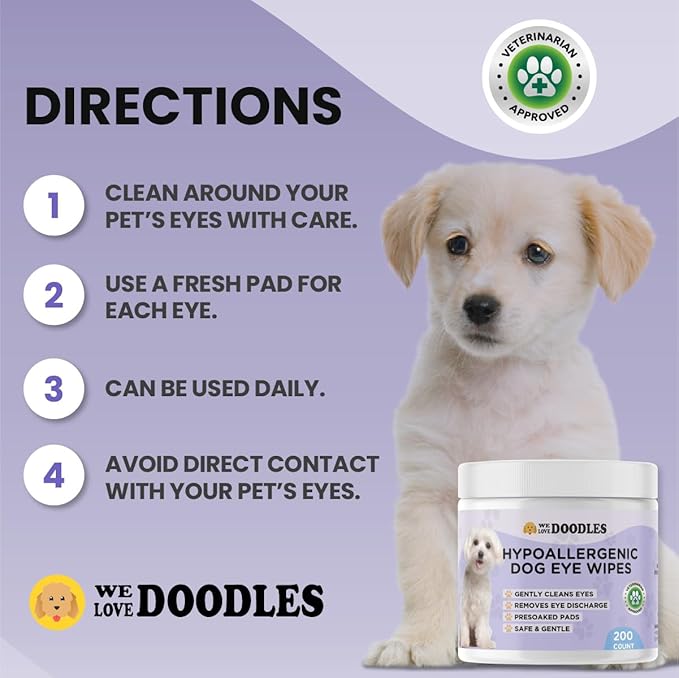 We Love Doodles Dog Eye Wipes & Pin Brush Bundle - Pre-Soaked Eye Wipes for Dogs, Tear Stain Remover for Dogs, Pet Eye Wipes,Pet Grooming Detangler Pin Dog Brush, Dog Brush for Shedding & Loose Fur