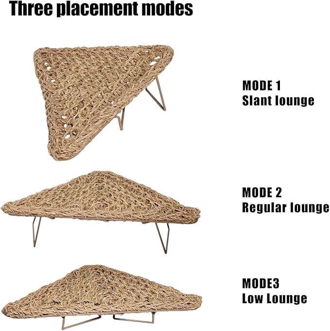 Bearded Dragon Hammock Reptile Tank Accessories Decor Large Basking Platform Metal Legs Bed Habitat for Lizard Leopard Gecko Snake Hermit Crab and Frog (Triangle)