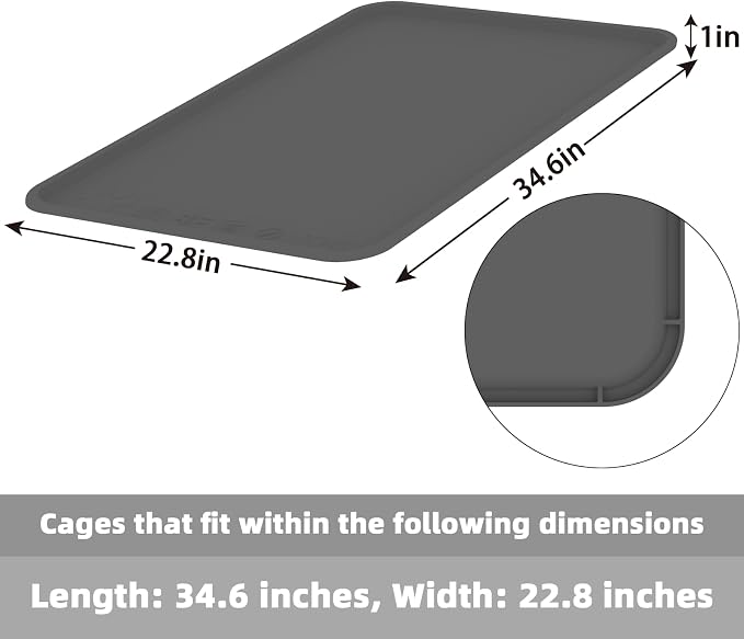 2-Pack 22.8 × 34.6 Inch Silicone Dog Crate Tray - Heavy Duty Replacement Pan & Non-Slip Liner for Large Crates, Durable Washable Bottom Trays, Odor Resistant (Dark Gray&Light Gray)
