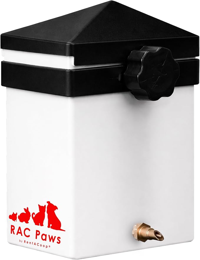 RentACoop 64oz (2 Liter) Small Animal Drinker with Sliding Lid and No-Drip Brass Nozzle - Suitable for Small Pets, Bunnies, Hamsters, Guinea Pigs, Hedgehogs, Rabbits, Chinchillas, Mice and Rats