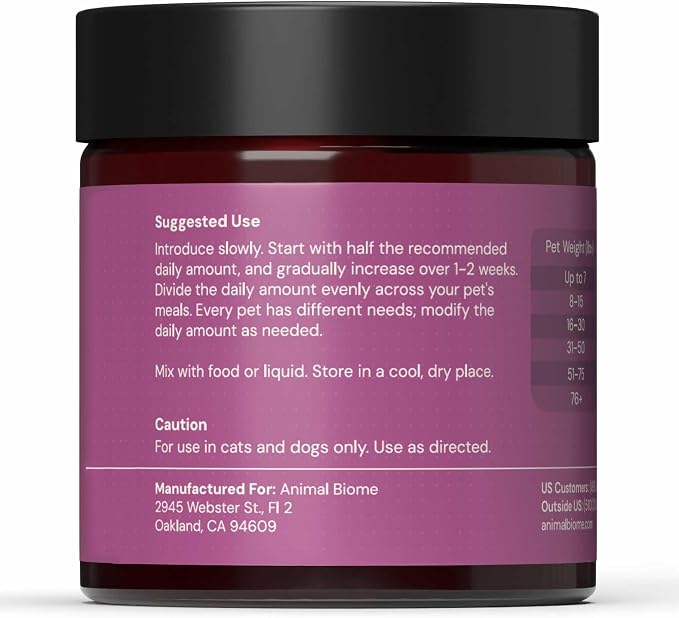 Animal Biome Complete Fiber Blend Gentle Prebiotic Powder for Cats and Dogs 90g (90 Scoops), Supplement for Sensitive Stomachs, Digestive Support & Stool Quality, Fiber for Dogs & Cats, Food Topper