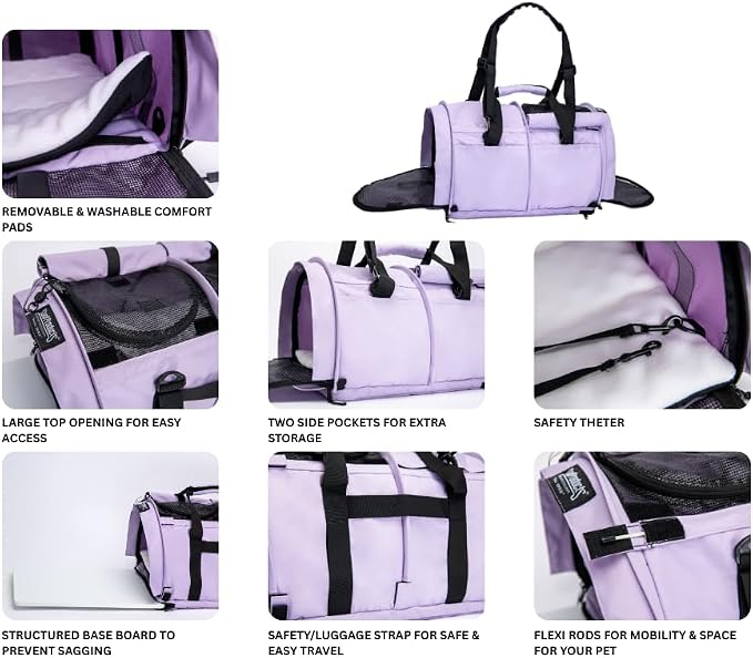SturdiBag Pro 3.0 Pet Travel Carrier for Cats and Dogs – Soft-Sided with Safety Clips and Seatbelt Straps for Car Travel | XXL, Black