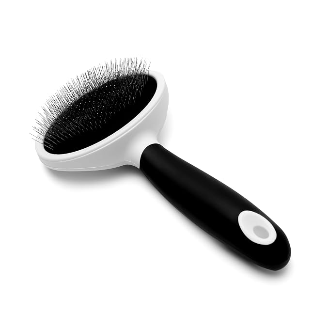 Fuller Brush Slicker Pet Brush - Angled Fine Steel Wires - Ergonomically Designed Rubberized Handle For Comfort & Control - Remove Shedding & Matted Hair - Tool For Grooming Dogs & Cat