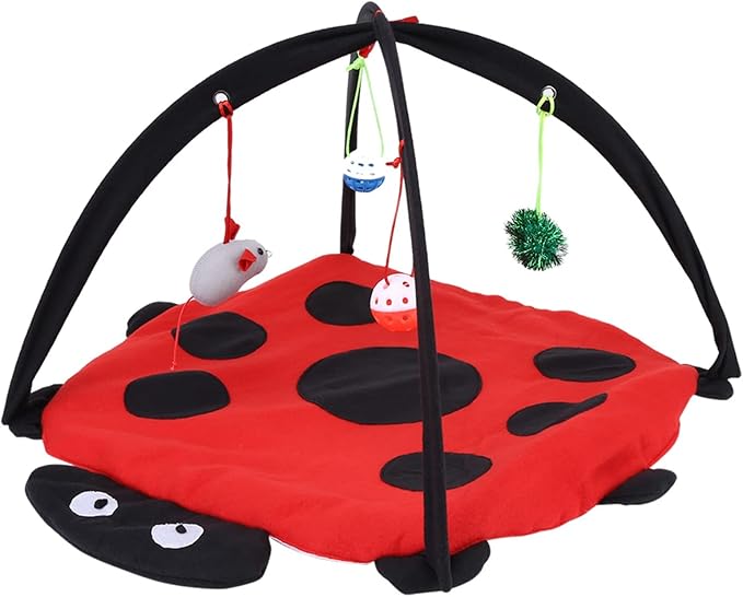 Foldable Cat Activity Play Mat Tent Multi Function Pet Bed with Hanging Toy Balls Cat Activity Center with Hanging Toy Balls Pet Bed with Hanging Toy Balls