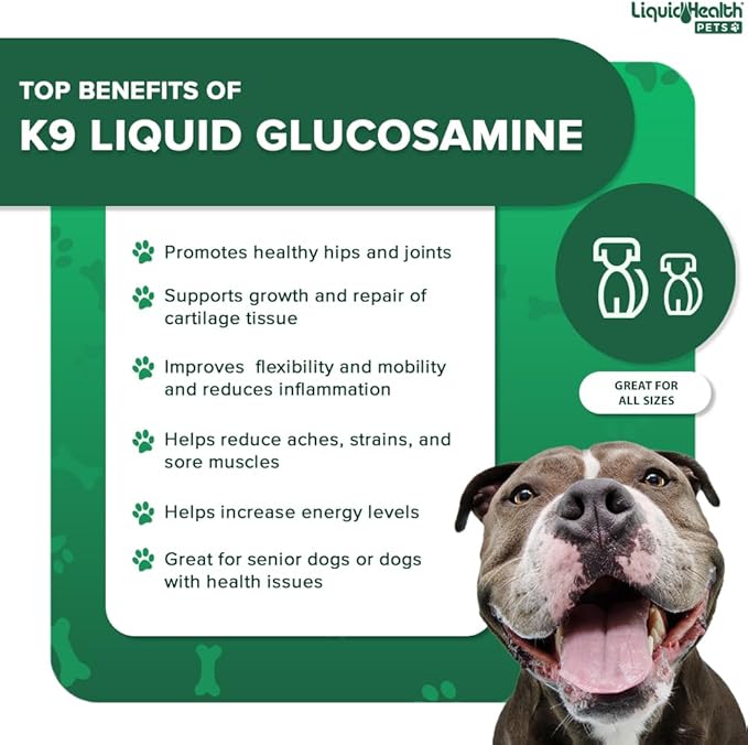 LIQUIDHEALTH Pets K9 Glucosamine Chondroitin Hip & Joint Formula & K9 Complete 8-in-1 Multivitamin for Dogs, Puppies - Pet Supplement Bundle for Joint Health, Immune Support, Canine Vitamins, USA Made