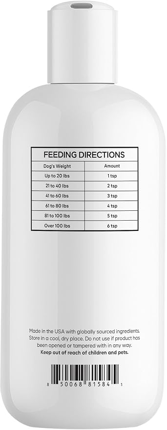 DNA PET Wild Alaskan Salmon Oil for Dogs - EPA, DHA, Omega 3 & 6 Fatty Acids for Pets - Liquid Fish Oil Supplement for Dogs - All Breeds - 8 fl oz