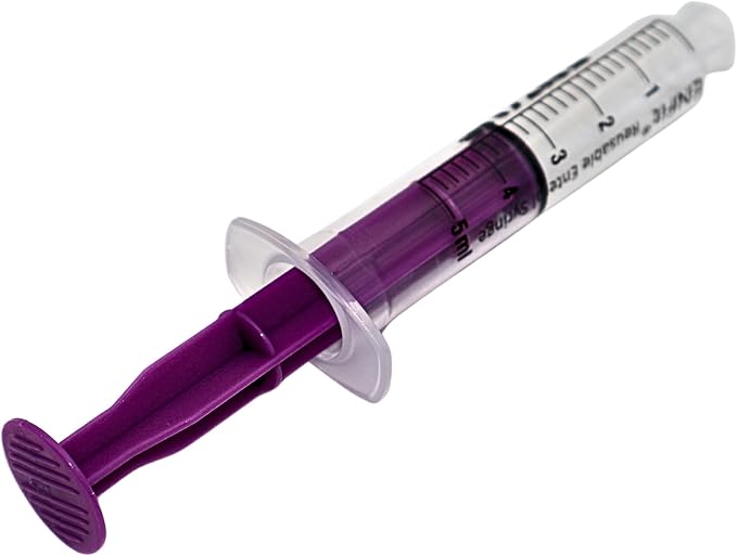 Envue ENFit 5mL Reusable O-Ring bFed Syringe for Tube Feeding, 25-Pack, Purple Plunger
