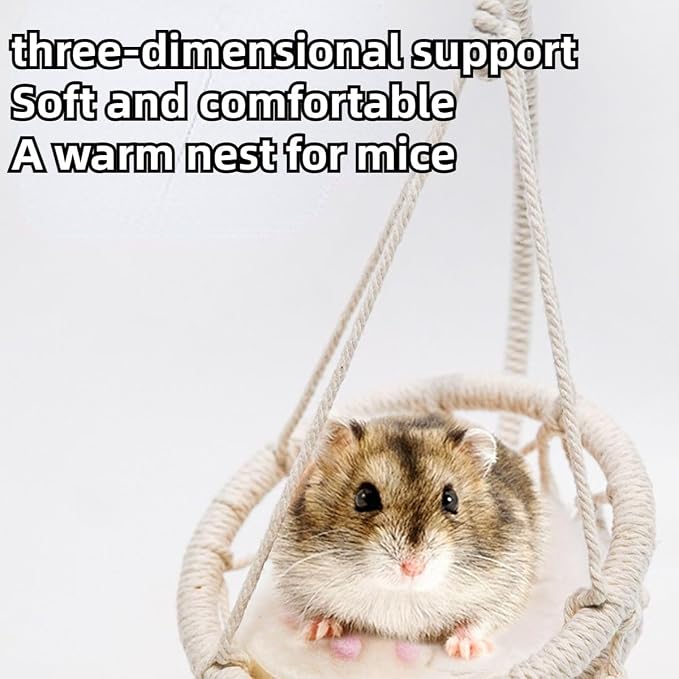 Hamster Hammock Swing Bed House Hanging Hammock Woven Swing Hamster Toys for Pets Small Animal Sugar Glider Cage Accessories