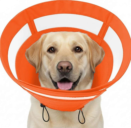 SAWMONG Soft Cone for Dogs – Extra Large Dog Recovery Collar, Adjustable E-Collar to Stop Licking After Surgery (XL, Orange)