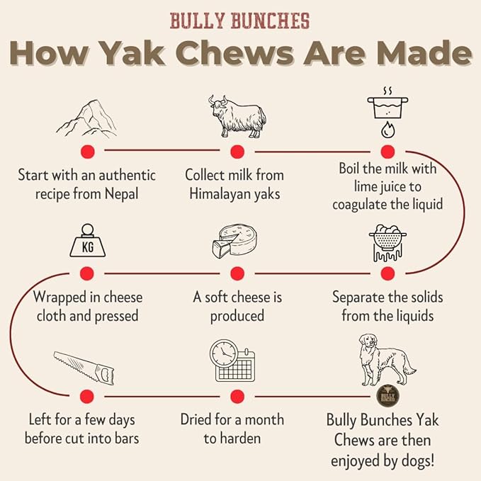 Bully Bunches Mega Authentic Yak Cheese Himalayan Chews for Giant Dogs & Super Aggressive Chewers - All Natural Dog Treat Dental Chews, Made with Real Yak Milk - Lactose & Rawhide Free (4 PK)