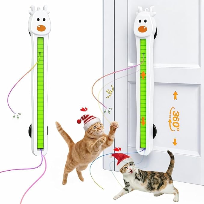 Interactive Cat Toy for Indoor Cats: Door-Mounted Automatic Moving Enrichment Cat Toy with Adjustable Motion Modes, Rechargeable Electric for Kittens & Bored Adult Cats, Hands-Free Pet Toy A20