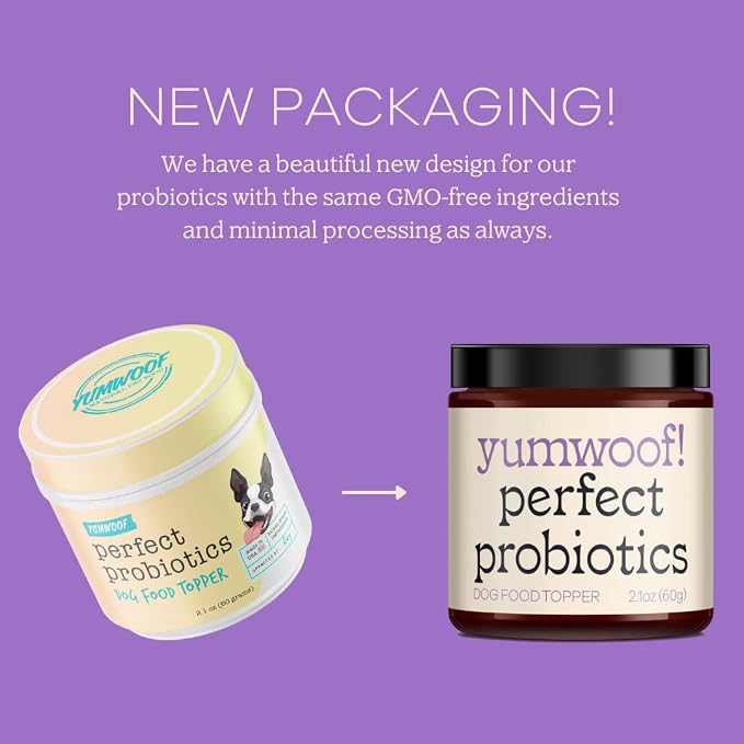 Yumwoof Perfect Probiotics Non-GMO, Human-Grade Dog Food Topper with Prebiotic Inulin & Pumpkin | Allergies, Digestion, Immunity, Diarrhea, Constipation | 9 Science-Backed Strains