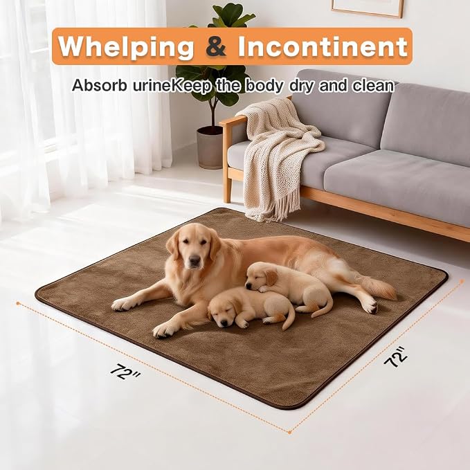 Washable Pee Pads for Dogs, Extra Large Reusable Dog Pee Pad, Waterproof Pet Mat, Dog Playpen Mats for Puppy Training Whelping Playpen Pads