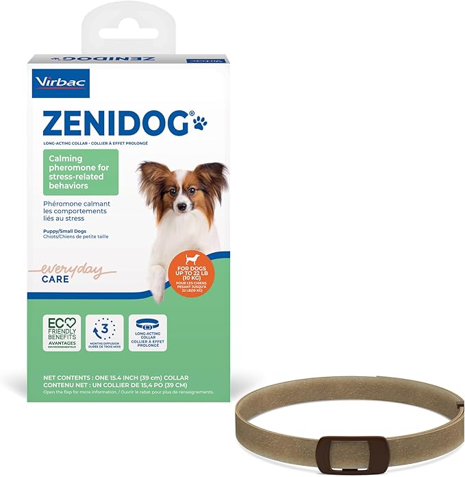 Virbac ZENIDOG® Long-Acting Collar for Dogs | Calming Pheromone Collar for Stress Relief - Pup/Small Dog - Lasts up to 3 Months