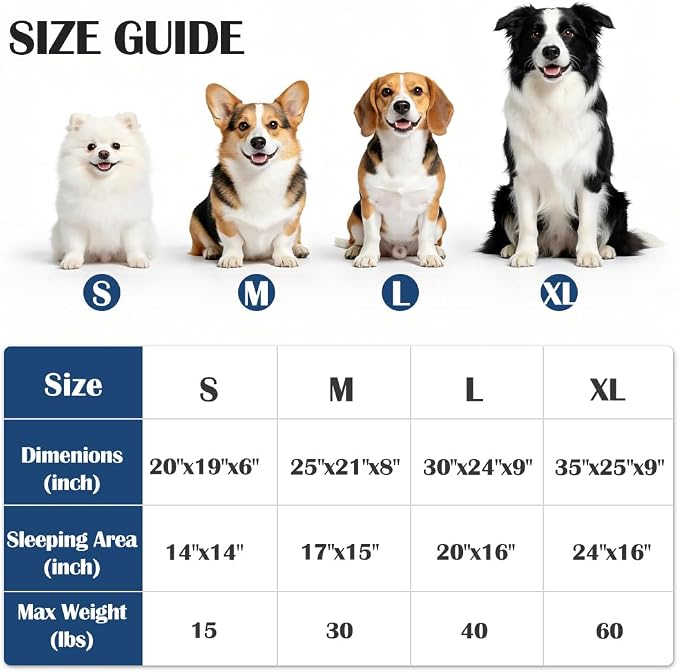 Small Dog Bed for Dogs with Cool to Touch Fabric， Soft Calming Cat Beds for Indoor Cats， Reversible Square Pet Bed for Puppy, Machine Washable Non-Slip Bottom S