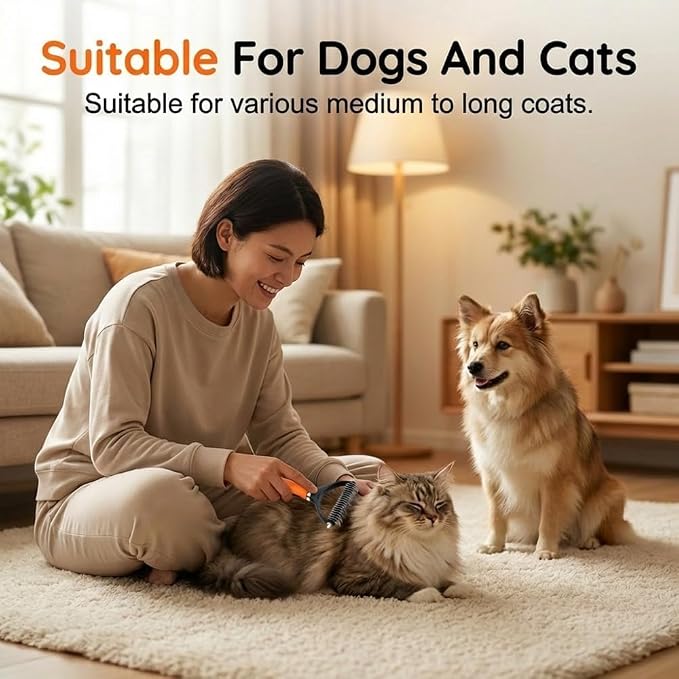 2026 Upgraded Double-Sided Pet Grooming Tool, Dog Deshedding Comb for Dogs Cats, Pet Grooming Brush for Long Thick Curly Hair, Home Deshedding Tool for Mats Tangles Knots and Loose Fur (Green)