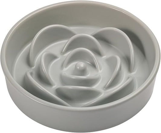 8.26 in Grey Dog Bowl Slow Feeder Ceramic for Medium and Large Breed,Pet Feeding Dog Food Water Dish Heavy Weighted,Puppy Bowl for Fast Eaters,Puzzle Slow Eating Dish Modern Maze
