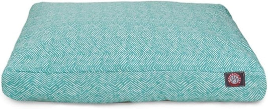 Teal Native Rectangle Indoor Outdoor Pet Dog Bed With Removable Washable Cover By Majestic Pet Products, Large
