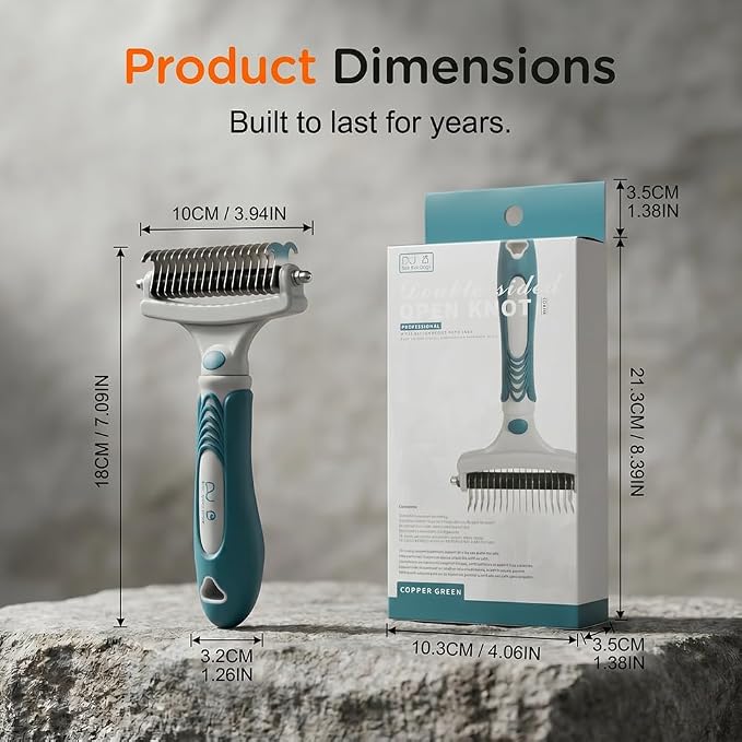 Pet Pro Grooming Tool, Deshedding Dog Brush, Double Sided Deshedding Brush for Dogs & Cats, Undercoat Rake and Dematting Comb for Removing Loose Hair (Green)