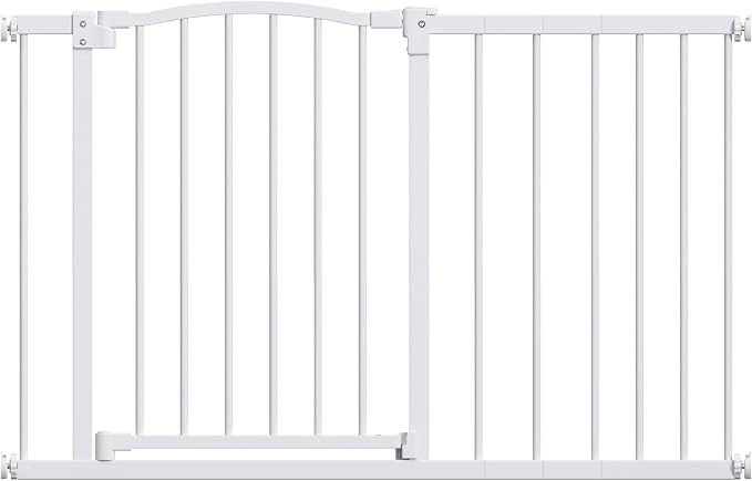 Great Gates Pet Gate - Durable Steel Gate for Stairs - Self-Closing Door & 2-Step Child Proof Lock - Wall-Friendly Dog Gates for Doorways (Fits Most) - 29.8"- 47.5", 34” Tall