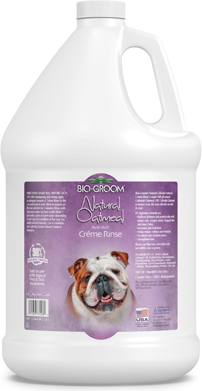 Bio-Groom Oatmeal Dog Conditioner – for Allergies and Itching, Cruelty-Free, Dog Bathing Supplies, Puppy Conditioner for Sensitive Skin, Made in USA, Anti-Itch Dog Products – 1 Gallon