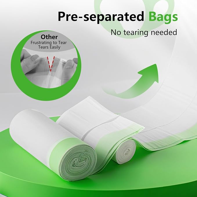 200 Count Waste Drawer Liners Bags Compatible with Litter Box Robot 4/5/3, Thick Self-cleaning Cat Litter Box Liners refill with Drawstring Heavy Duty 10-12 Gallons of Capacity
