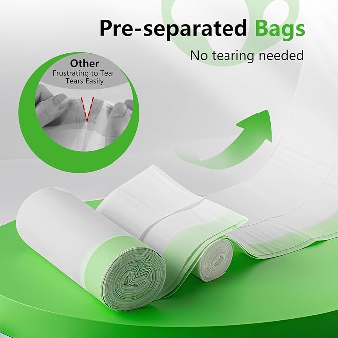 105 Count Automatic Litter Box Bags Liners Compatible with Litter Box Robot 4/5/3, Thick Self-cleaning Cat Litter Box Liners refill with Drawstring Heavy Duty 10-12 Gallons of Capacity