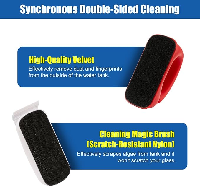 Small Aquarium Cleaning Tool Fish Tank Strong Magnetic Algae Scraper Glass Cleaner Floating Scrubber Brush with 2 Detachable Scrapers for Cleaning Debris and Algae (Size M)