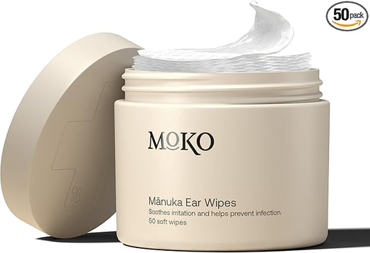MoKo Manuka Dog Ear Cleaner Wipes - Otic Cleanser for Dogs to Stop Ear Itching, and Infections with Aloe and Manuka Honey - 50 Count