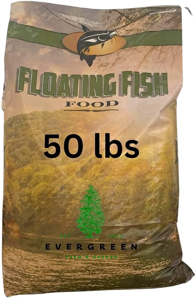 Evergreen Farm and Garden 50 lbs Catfish Food 32% Protein 4% Fat - Lake, Pond, or Aquarium Fish