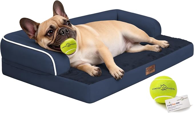 Comfort Expression Memory Foam Large Dog Bed Orthopedic -Washable Dog Beds Waterproof Pet Couch with Removable Cover, Non-Slip Pet Sofa Couch, 36 x 27