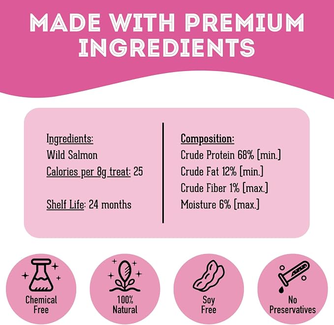The Granville Island Pet Treatery Dehydrated Wild Salmon Treats for Dogs & Cats (3 oz, Pack of 1) Single Ingredient to Maintain Nutrients Vitamins and Healthy Oils Made in Canada