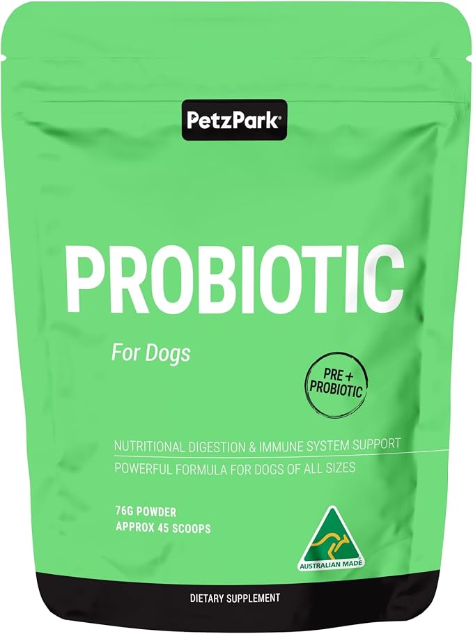 Petz Park Dog Probiotic 45 Scoops, Probiotics for Dogs Powder, Gut Health Supplement for Dogs, Paw Licking and Digestive Support, Dog Food Topper Made in Australia