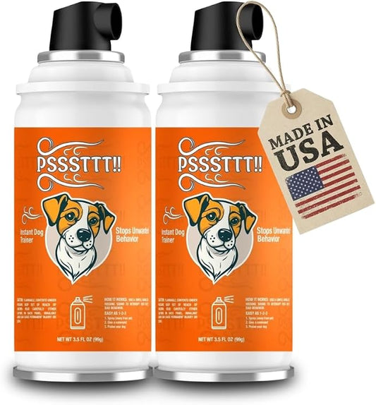 PSSSTTT! Dog Corrector Spray for Dogs 99g (2 Pack) - Effective Behavior Training for Dogs, Dog Fight Deterrent - Safe & Humane No Jump or Bark, Air Spray for Dogs, Air Horn for Training