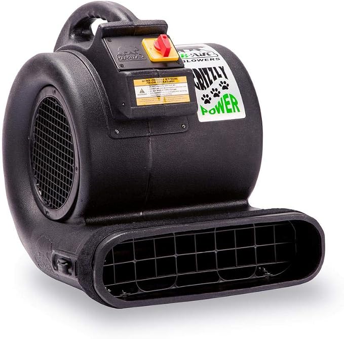 B-Air Grizzly Gp-1 1 HP 3550 CFM Air Grizzly Mover Carpet Dryer Floor Fan for Water Damage Restoration Equipment & Pet Cage Dryer Black