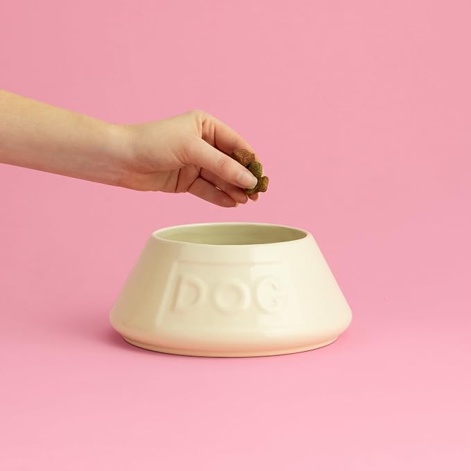 Mason Cash: Non-Tip Dog Bowl - Cream - 8.3", 54oz - Durable Ceramic Food & Water Angled Dish, Microwave-Dishwasher Safe, Pet Meal Feeding & Hydration