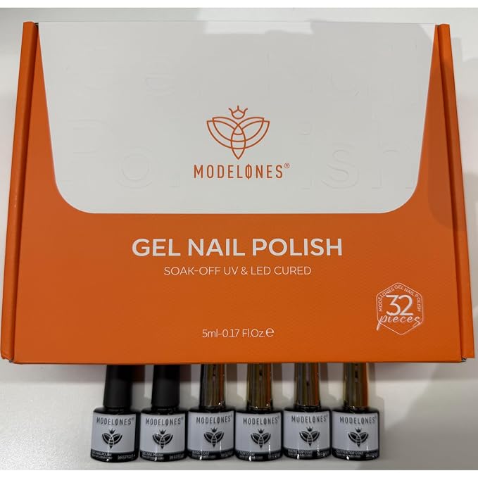 modelones 32 PCS Gel Nail Polish Set, 28 Colors Summer Gel Polish with No Wipe Base Coat, Glitter & Glossy & Matte Top Coat Red Nude Purple Green Soak Off LED Nail Art Kit Salon at Home