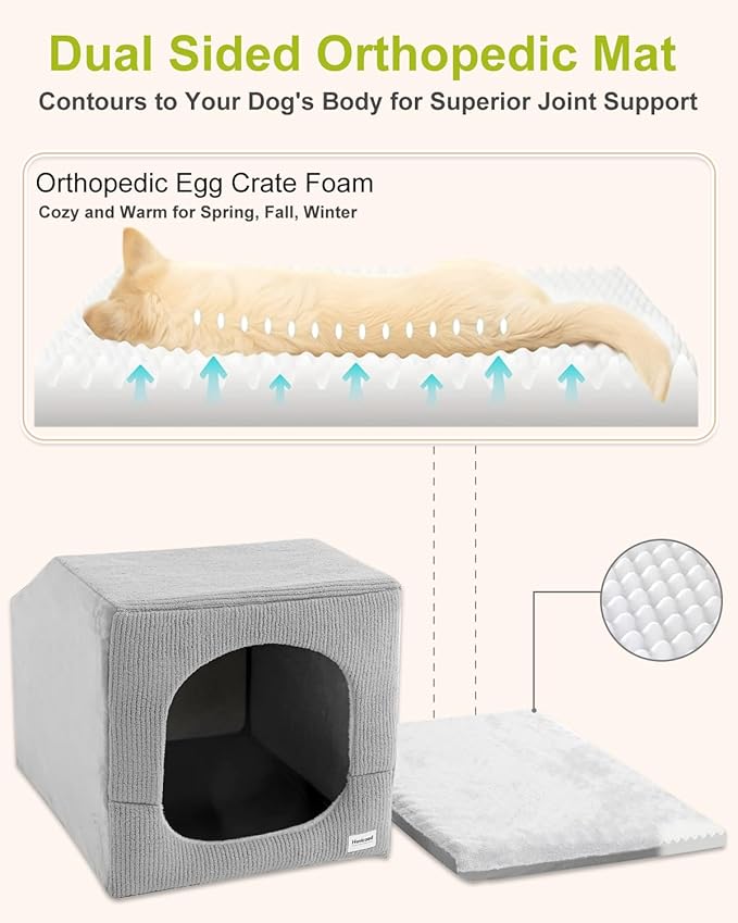 Hovicaed Indoor Dog House for Extra Large Medium Small Sized Dogs - Dog Tent with Washable Removable Cover, Pet Orthopedic Dog Cave Bed Egg-Crate Foam Cushion, Inside Dog House Large Space(XL)