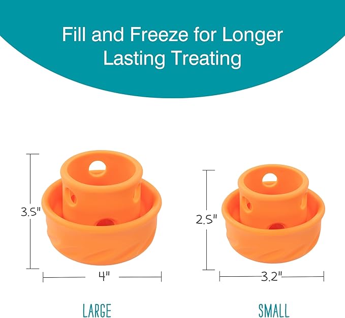 Messy Mutts Totally Pooched Puzzle 'n Play Mushroom |Stuffable Treat Toy for Dogs |Durable TPR | 4” x 3.5” (Large) Dog Toy | Orange