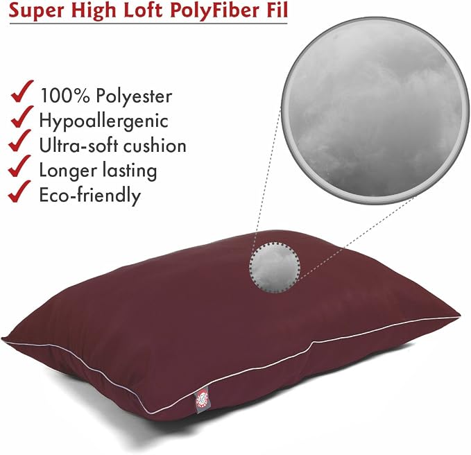 Majestic Pet Rectangle Large Dog Bed Washable – Non Slip Comfy Pet Bed – Dog Crate Bed Super Value Pillow Dog Bed – Dog Kennel Bed for Sleeping - Dog Bed Large Breed 46 x 35 Inch – Solid Burgundy