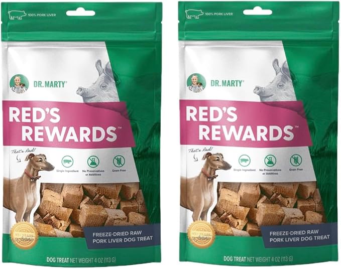 Dr. Marty Red's Rewards Freeze-Dried Pork Liver Dog Treats 4 oz (Pack of 2)