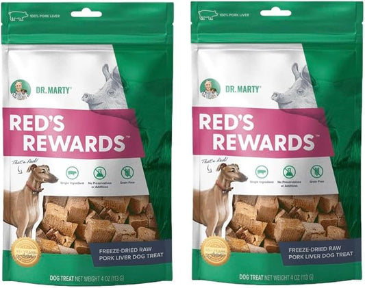 Dr. Marty Red's Rewards Freeze-Dried Pork Liver Dog Treats 4 oz (Pack of 2)