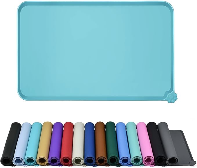 Reopet Silicone Pet Feeding Mat - Waterproof & Non-Slip Dog Cat Placemat | High Raised Edges Prevent Food & Water Spills to Protect Floors, Easy to Clean, Fit for Dog Cat Bowls